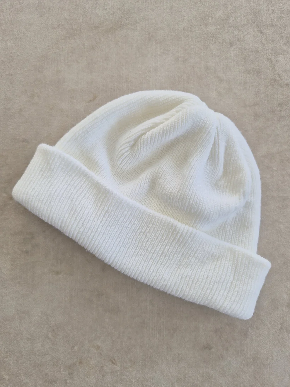 Kids White Ribbed Knit Beanie Winter Hat